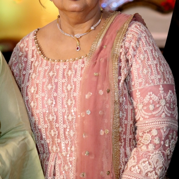 Ethnic Long Suit Set / Gown / Maxi Dress with Duppata - Picture 3 of 5